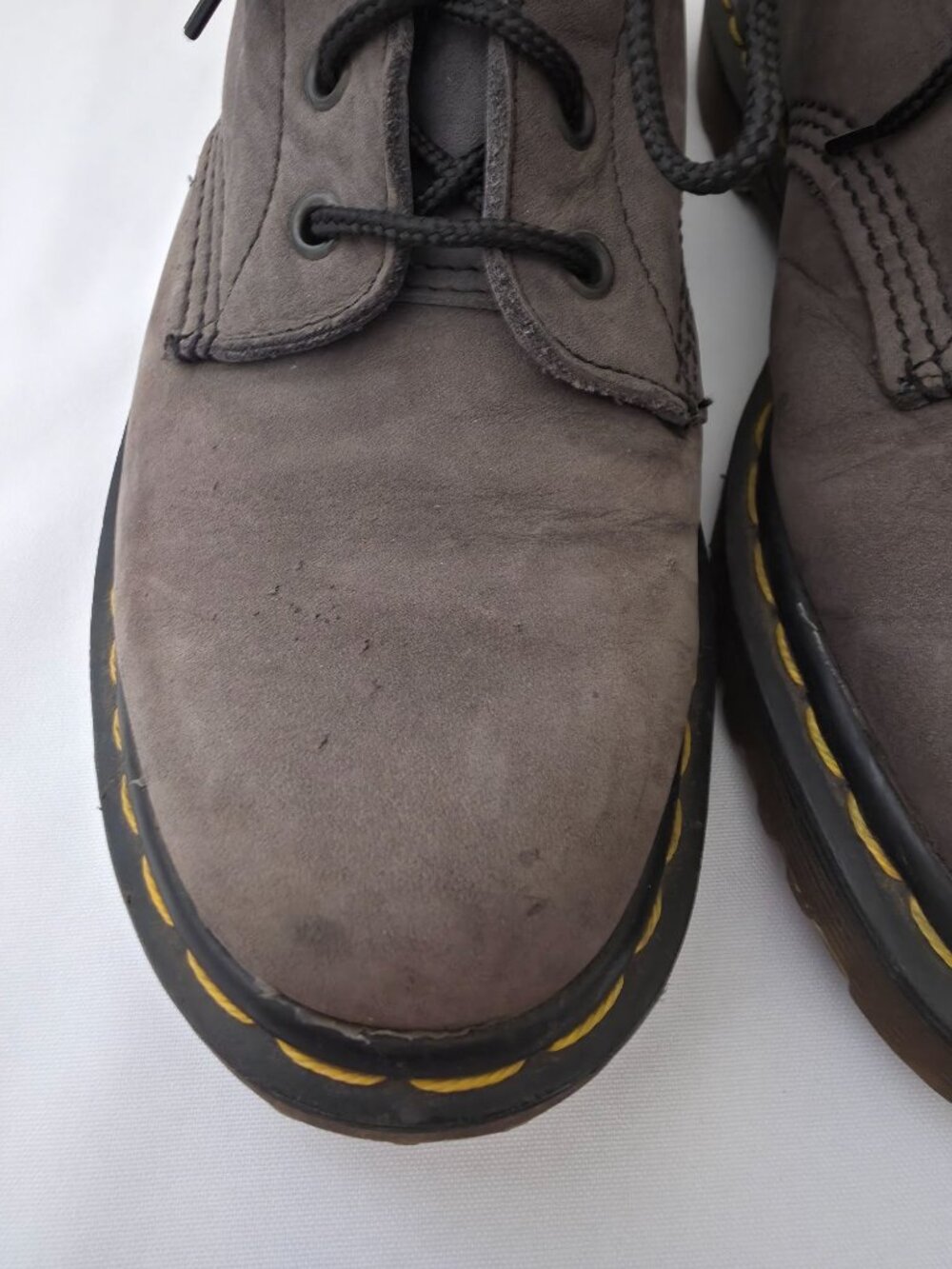 Vintage Dr. Martens 6-Eye Gray Leather Lace-Up Boots Made In England UK6/7M/8W - Picture 8 of 12